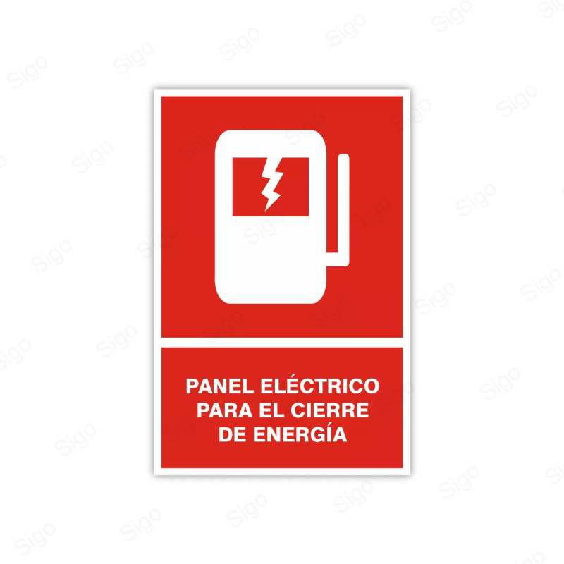 Rótulo Contra Incendios - Panel eléctrico para el cierre de energia  | Cod. CI- 30