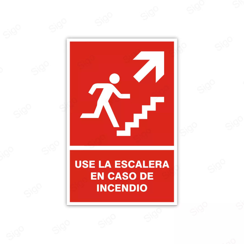 Rótulo Contra Incendios - Use la escalera en caso de incendio | Cod. CI- 32