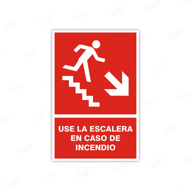 Rótulo Contra Incendios - Use la escalera en caso de incendio | Cod. CI- 34