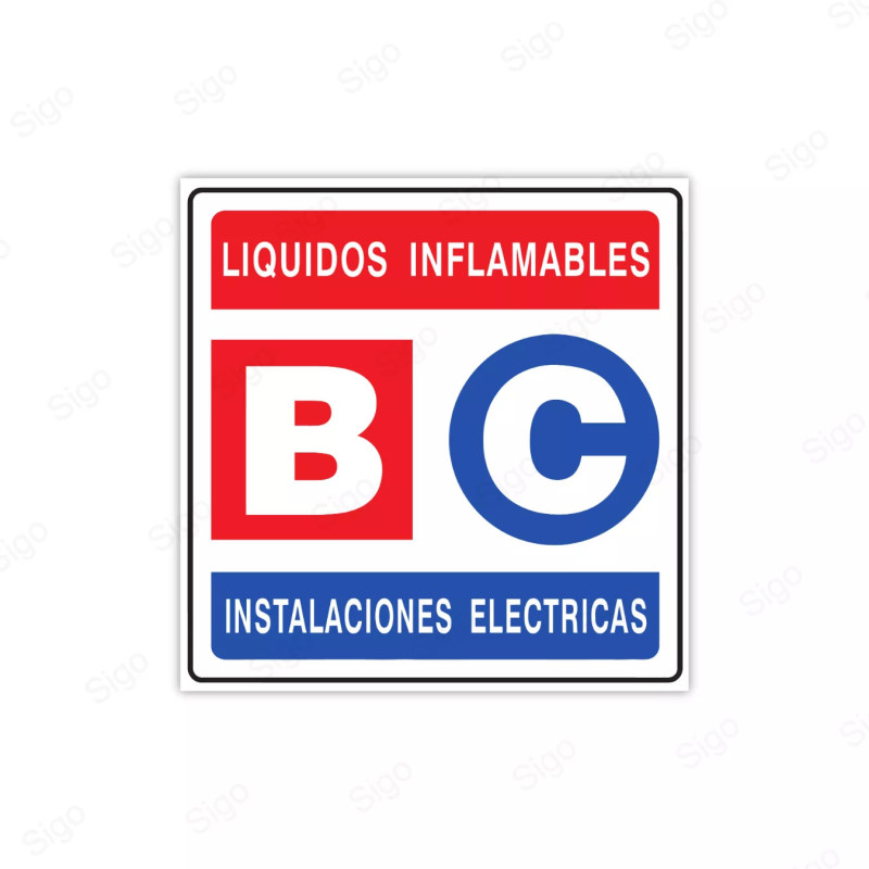 Rótulo Contra Incendios - Clase BC Líquidos inflamables  | Cod. CI- 57