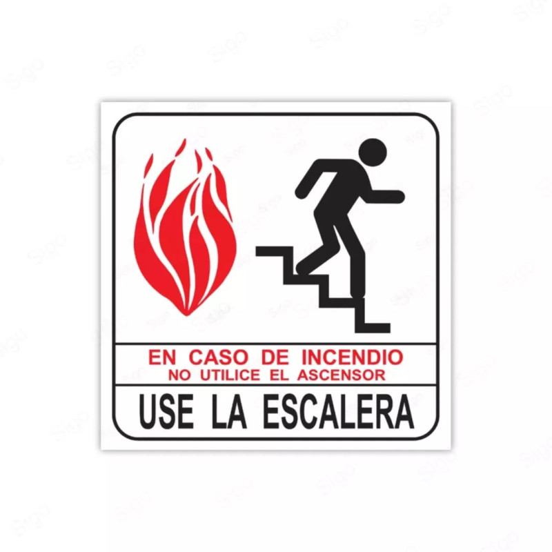 Rótulo Contra Incendios - En caso de incendio no utilices el ascensor use las escaleras | Cod. CI - 66