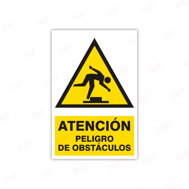 Rótulo de Atención - Atención Peligro de Obstáculos | Cod. AD- 18