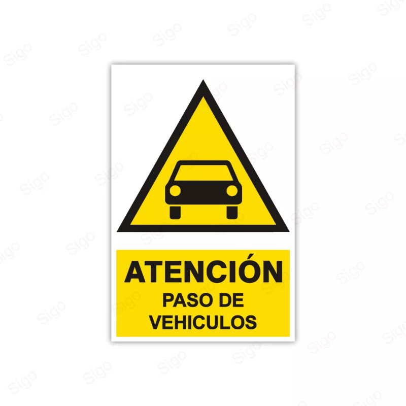 Rótulo de Atención - Atención Paso de Vehiculos | Cod. AD - 49