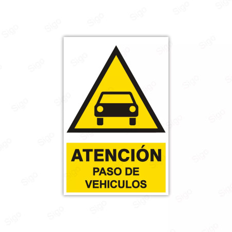 Rótulo de Atención - Atención Paso de Vehiculos | Cod. AD - 49