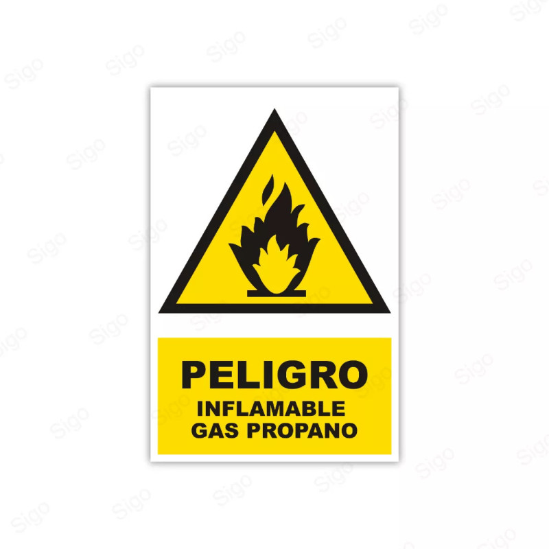 Rótulo de Atención - Peligro Inflamable Gas Propano | Cod. AD- 57