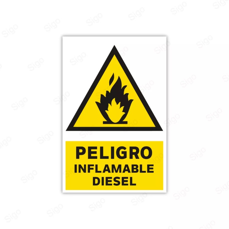 Rótulo de Atención - Peligro Inflamable Diesel | Cod. AD- 59