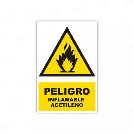 Rótulo de Atención - Peligro Inflamable Acetileno | Cod. AD- 60