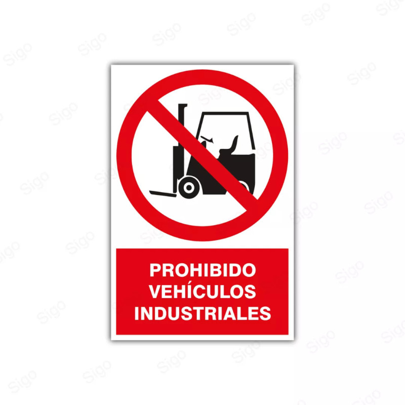 Rótulo de Prohibición - Prohibido vehiculos industriales | Cod. PR-8