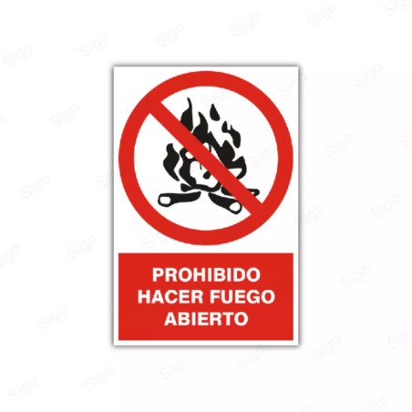 Rótulo de Prohibición - Prohibido hacer fuego abierto | Cod. PR-14