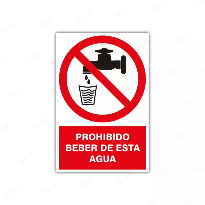 Rótulo de Prohibición - Prohibido beber de esta agua | Cod. PR-15