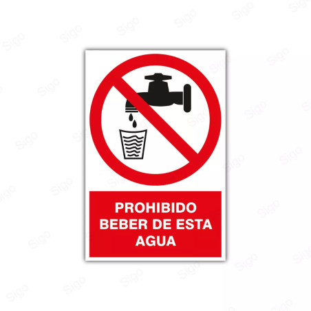 Rótulo de Prohibición - Prohibido beber de esta agua | Cod. PR-15