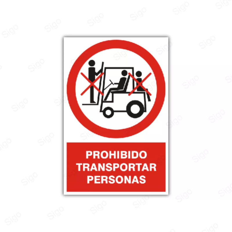 Rótulo de Prohibición - Prohibido transportar personas | Cod. PR-20