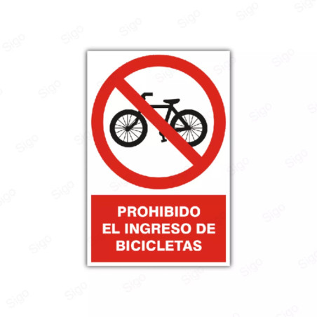 Rótulo de Prohibición - Prohibido el ingreso de bicicletas | Cod. PR-22