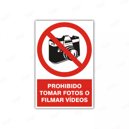 Rótulo de Prohibición - Prohibido tomar fotos o filmar videos | Cod. PR-23