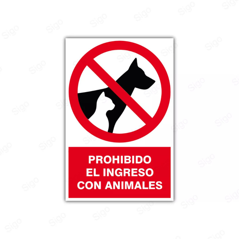 Rótulo de Prohibición - Prohibido el ingreso con animales | Cod. PR-24