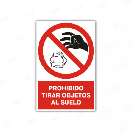 Rótulo de Prohibición - Prohibido tirar objetos del suelo | Cod. PR-30