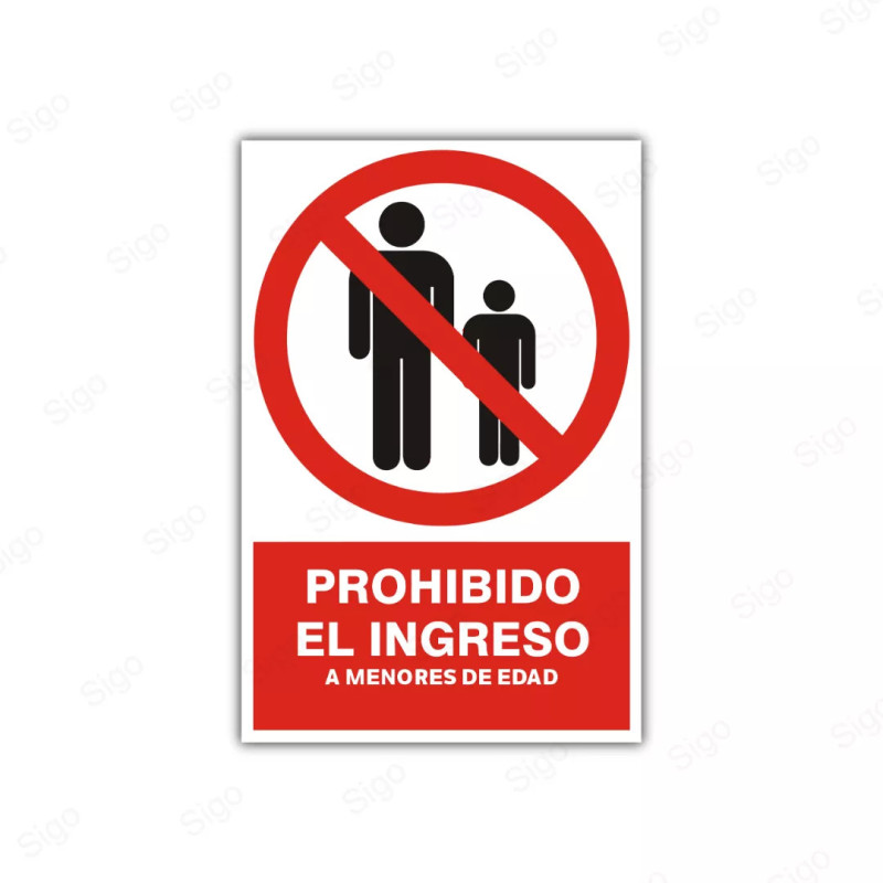 Rótulo de Prohibición - Prohibido el ingreso a menores de edad | Cod. PR-34