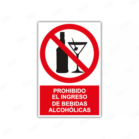 Rótulo de Prohibición - Prohibido el ingreso de bebidas alcohólicas | Cod. PR-36