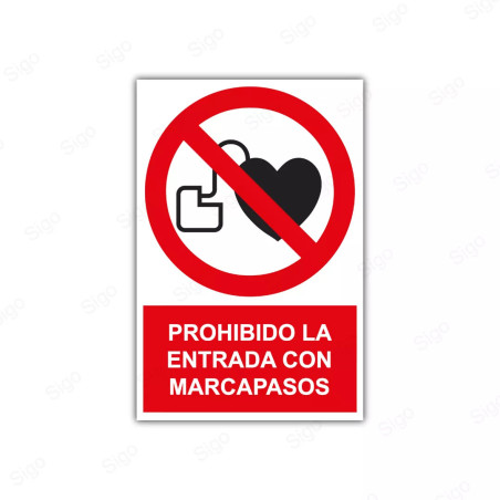 Rótulo de Prohibición - Prohibido la entrada con marcapasos | Cod. PR-40