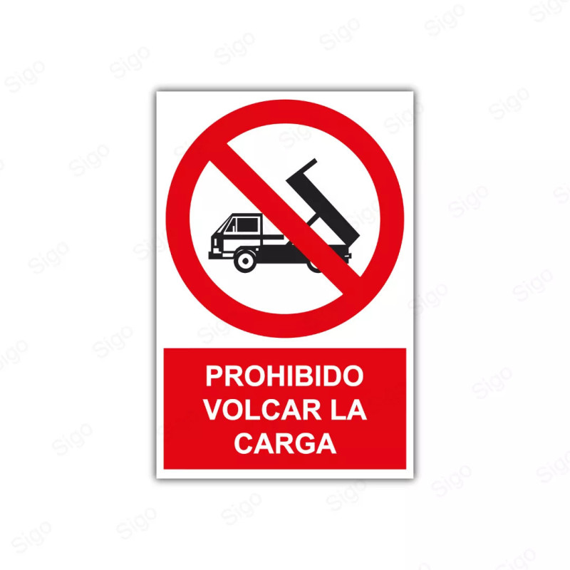 Rótulo de Prohibición - Prohibido volcar la carga | Cod. PR-48