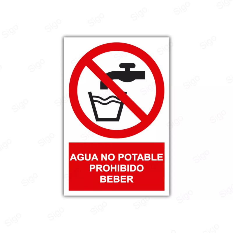Rótulo de Prohibición - Agua no potable prohibido beber | Cod. PR-49