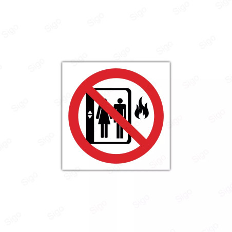 Rótulo de Prohibición - No usar en caso de sismo o incendio | Cod. PR-55