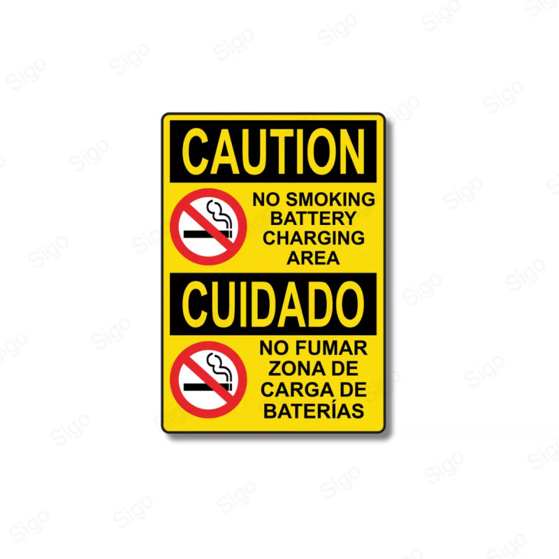 Rótulo de Cuidado - No Fumar Zona de Carga de Baterias | Cod. CUI-6