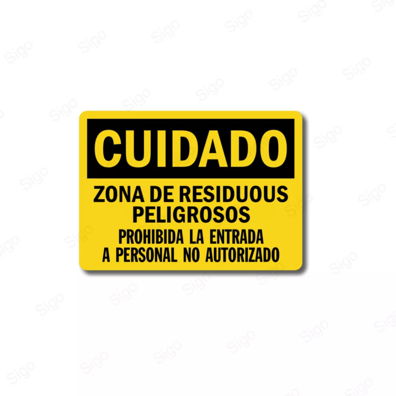 Rótulo de Cuidado - Zona Residuos Peligrosos | Cod. CUI-29