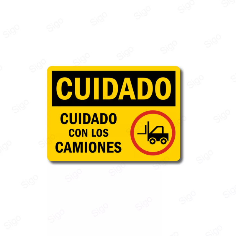 Rótulo de Cuidado - Cuidado con los Camiones | Cod. CUI-38
