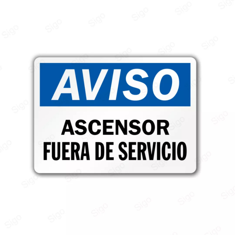 Rótulo de Aviso - Ascensor Fuera de Servicio | Cod. AVI-15