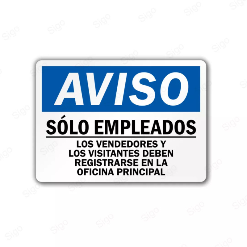 Rótulo de Aviso - Solo empleados | Cod. AVI-17