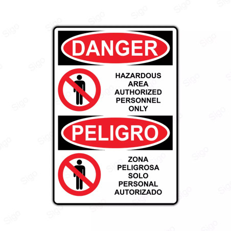 Rótulo de Peligro - Zona peligrosa solo personal autorizado | Cod. PEL - 13