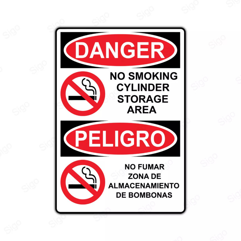 Rótulo de Peligro - No fumar zona de almacenamiento de bombonas | Cod. PEL - 18