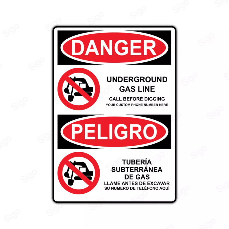 Rótulo de Peligro - Tubería subterránea de gas | Cod. PEL - 21