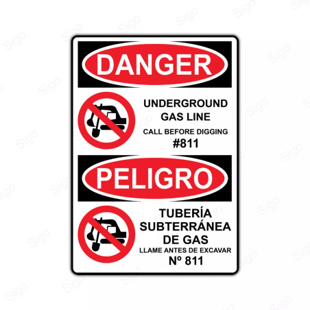 Rótulo de Peligro - Tubería subterránea de gas | Cod. PEL - 22