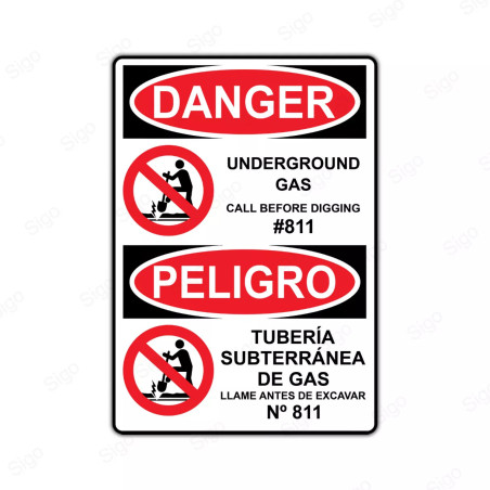 Rótulo de Peligro -Tubería subterránea de gas | | Cod. PEL - 23