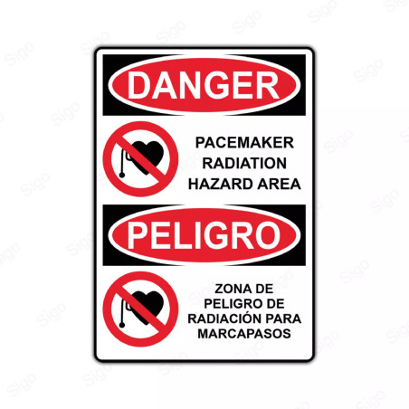 Rótulo de Peligro -Zona de peligro de radiación de marcapasos | Cod. PEL - 31