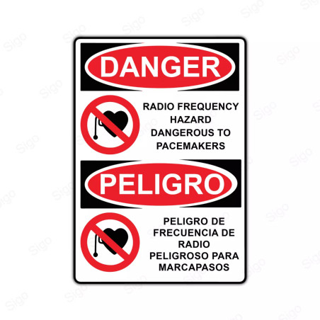 Rótulo de Peligro - Peligro de frecuencia de radio peligroso para marcapasos | Cod. PEL - 35