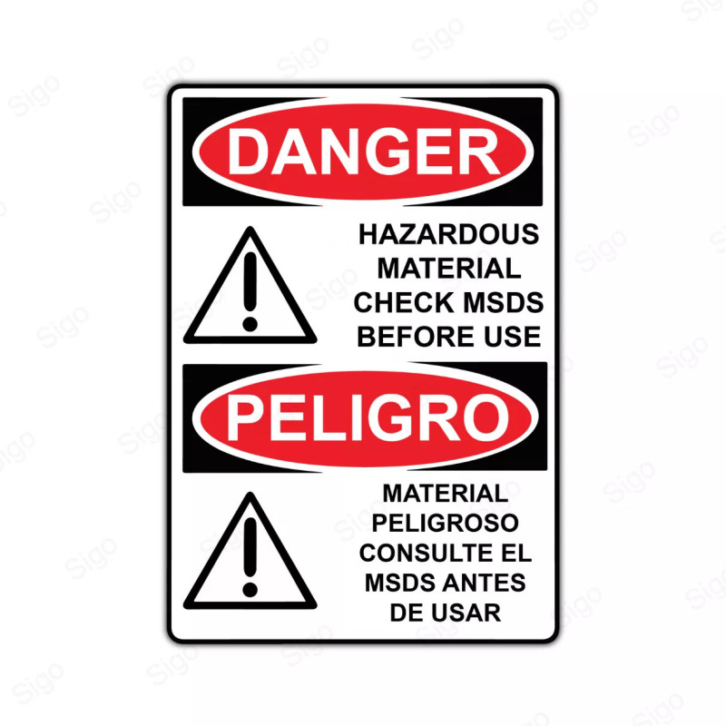 Rótulo de Peligro - Material peligroso consulte el MSDS antes de usar  | Cod. PEL - 37