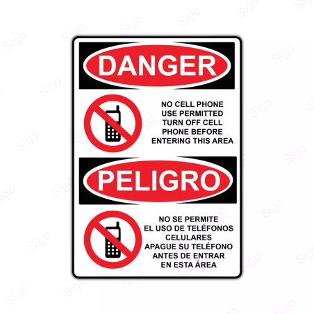 Rótulo de Peligro - No se permite el uso de teléfonos celulares | Cod. PEL - 41