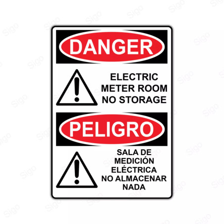 Rótulo de Peligro - Sala de medición eléctrica no almacenar nada | Cod. PEL - 51