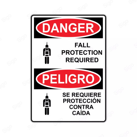 Rótulo de Peligro - Se requiere protección contra caída | Cod. PEL - 52