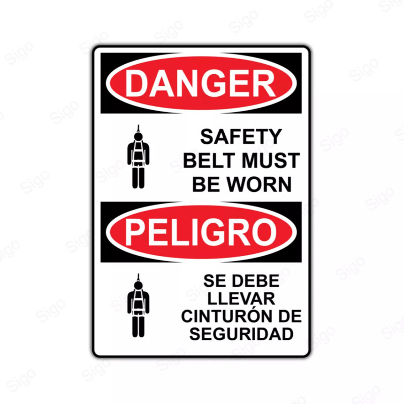 Rótulo de Peligro - Se debe llevar cinturón de seguridad | Cod. PEL - 54