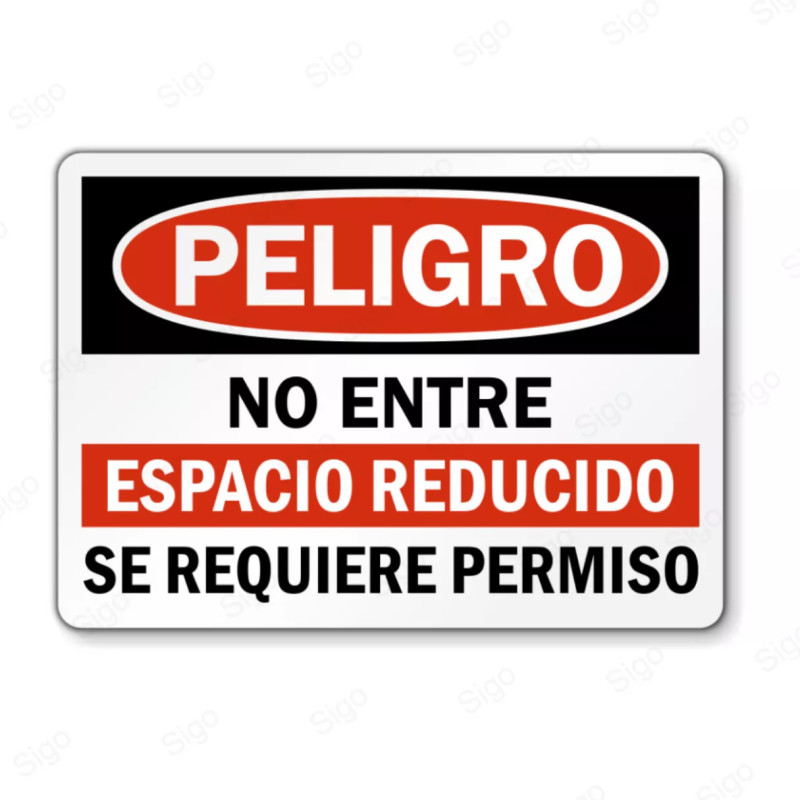 Rótulo de Peligro - No entre espacio reducido se requiere permiso  | Cod. PEL - 71