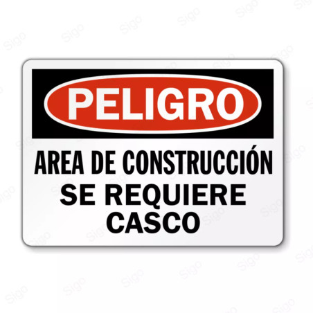 Rótulo de Peligro - Área de construcción se requiere casco | Cod. PEL - 72