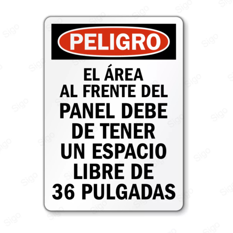 Rótulo de Peligro - El área al frente del panel debe de tener un espacio libre de 36 pulgadas | Cod. PEL - 81