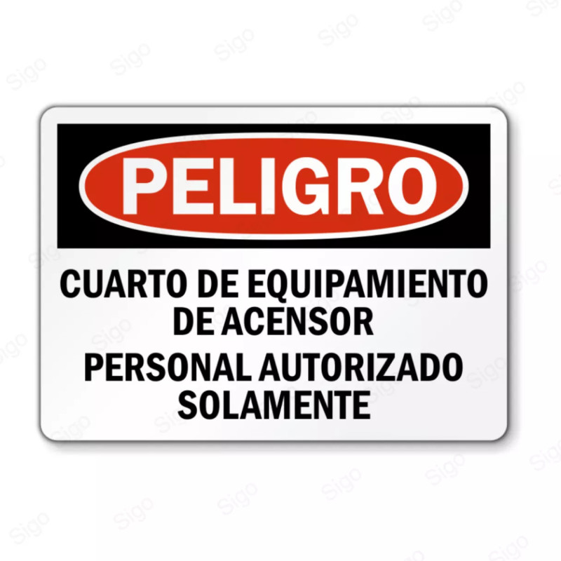 Rótulo de Peligro - Equipo de equipamiento de ascensor | Cod. PEL - 83