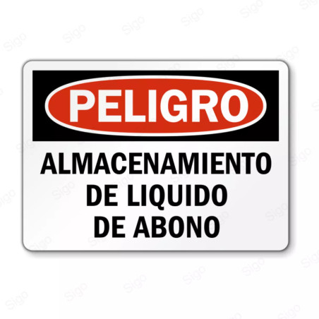 Rótulo de Peligro - Almacenamiento de Liquido de Abono | Cod. PEL - 103