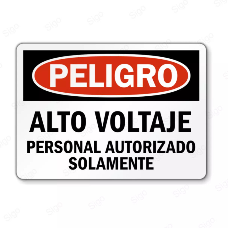 Rótulo de Peligro - Alto Voltaje Personal Autorizado | Cod. PEL - 116