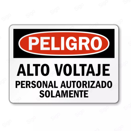 Rótulo de Peligro - Alto Voltaje Personal Autorizado | Cod. PEL - 116